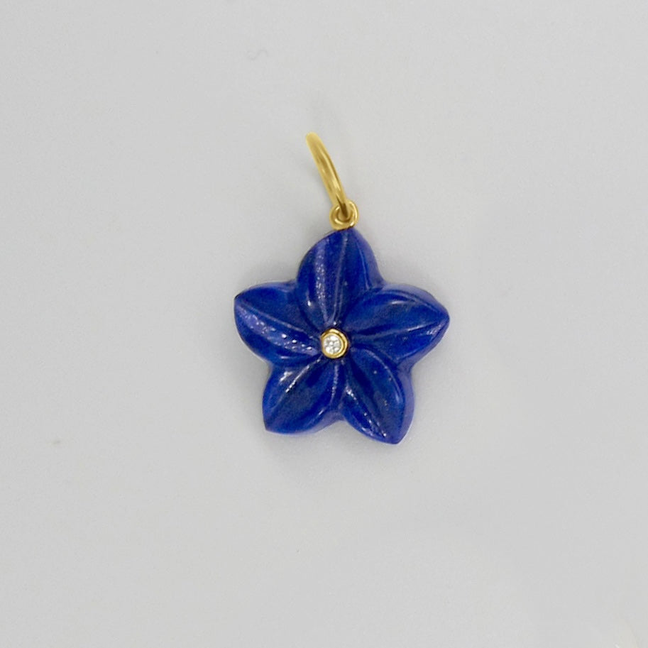 Tropical Flower charm with 14K Gold and Diamond