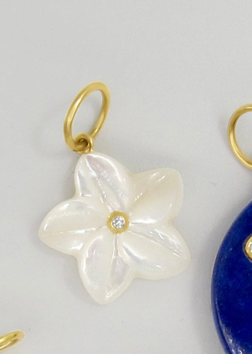 Tropical Flower charm with 14K Gold and Diamond